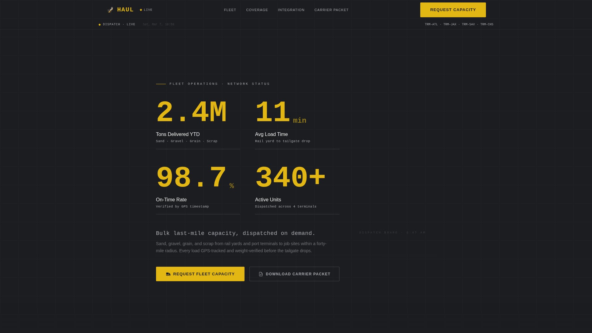 Haul - Precision Bulkdelivery Landing Page Template