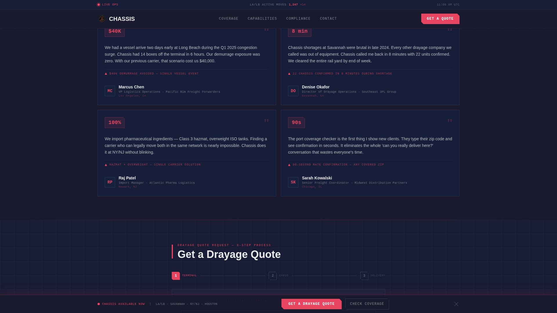Chassis - Precision Drayage Landing Page Template