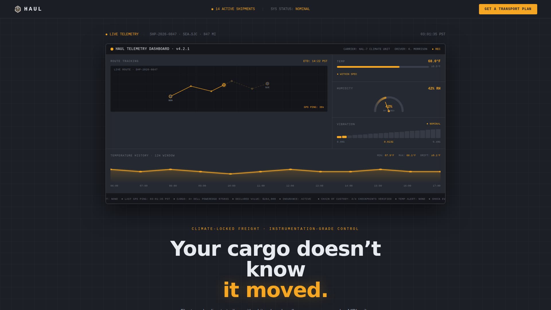Haul - Climatecontrolled Electronics Landing Page Template