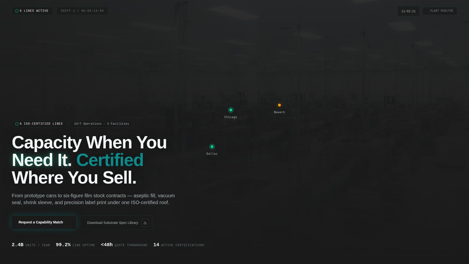 Packagingcore - Certified Foodbeverage Landing Page Template