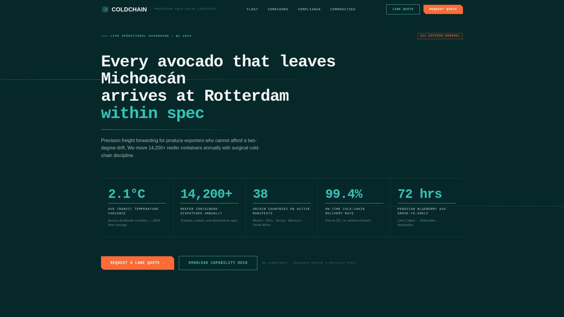 Coldchain - Precision Freight Landing Page Template