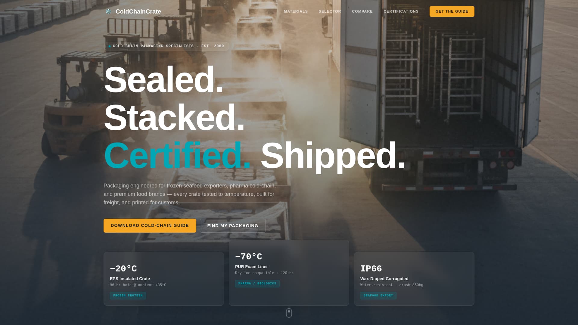 Coldcrate - Certified Perishable Landing Page Template