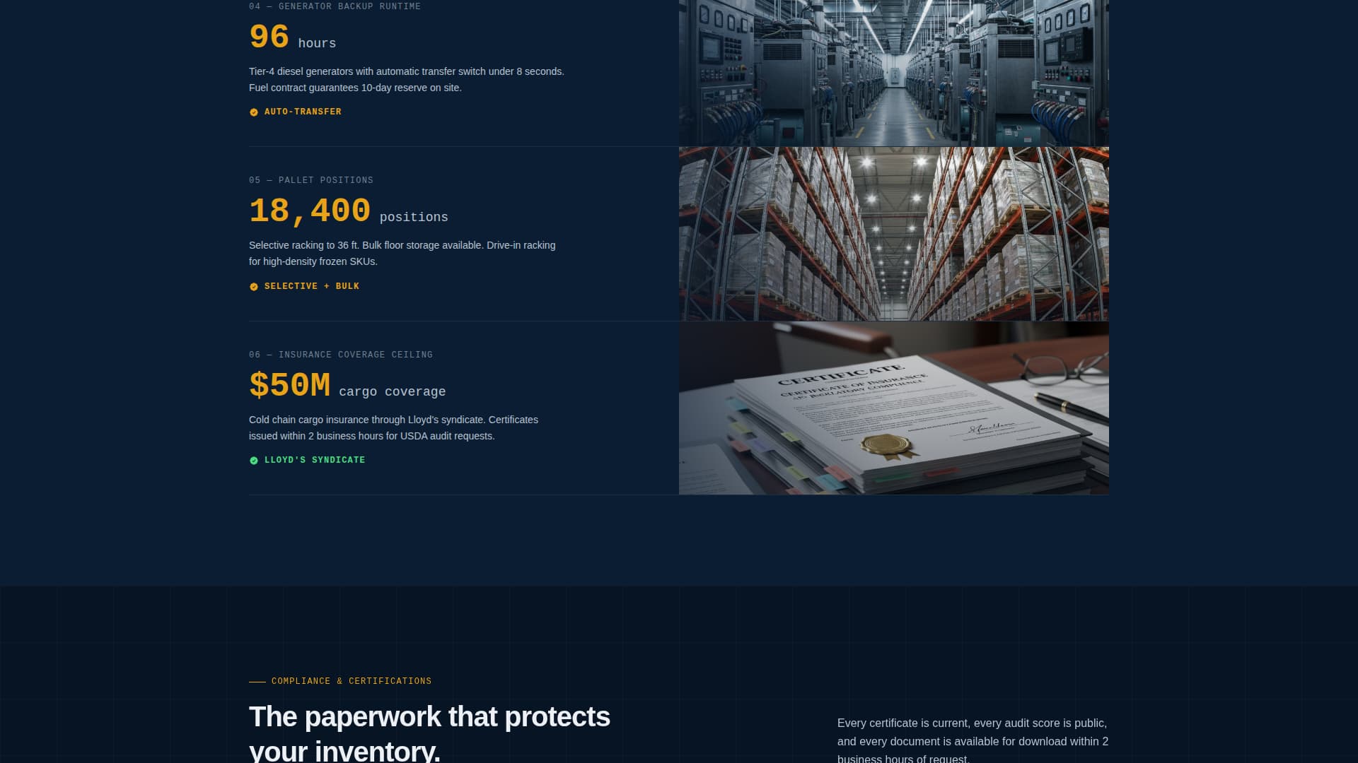 Vault - Certified Coldstorage Landing Page Template