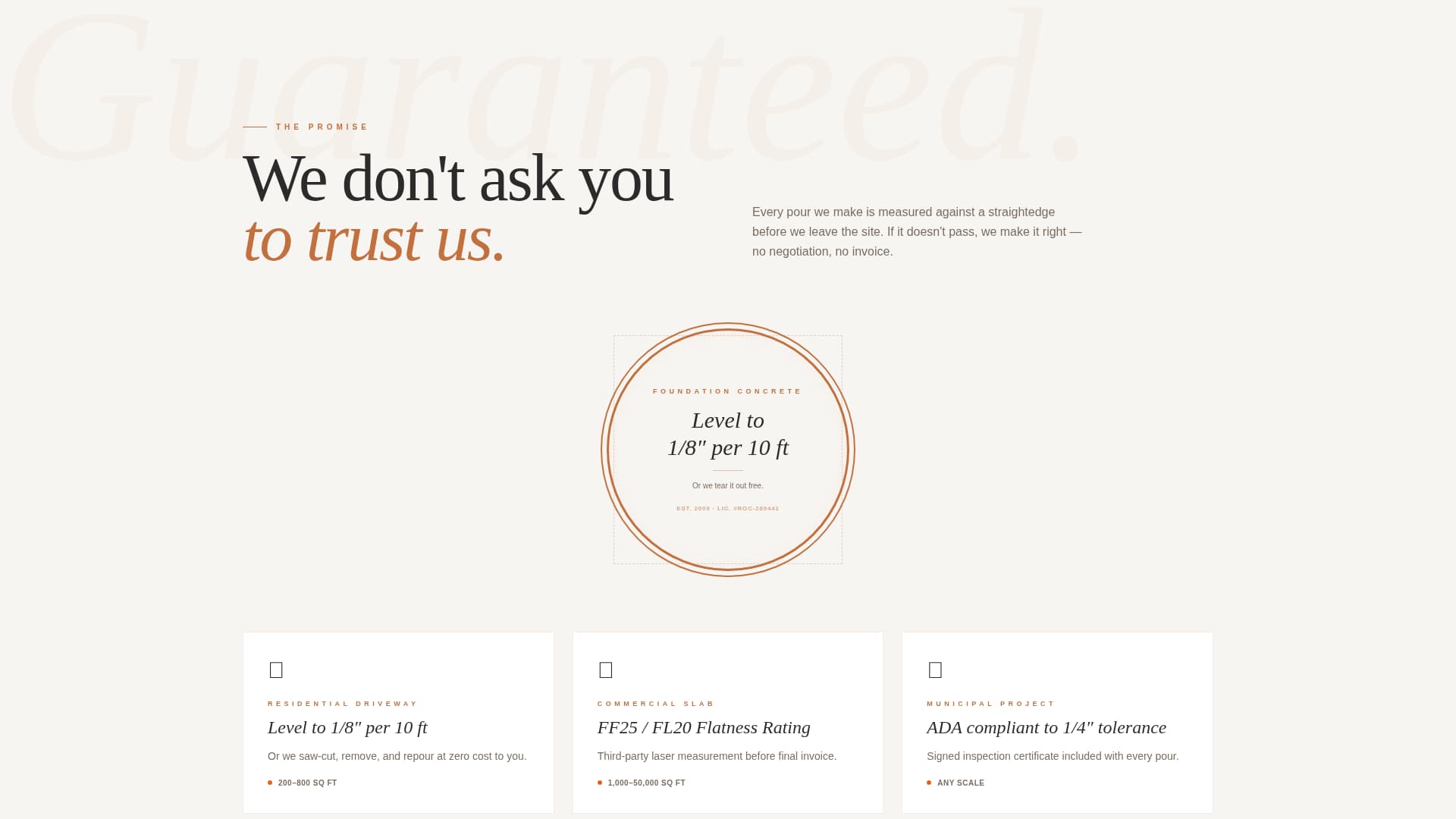 Foundation - Precision Concrete Landing Page Template