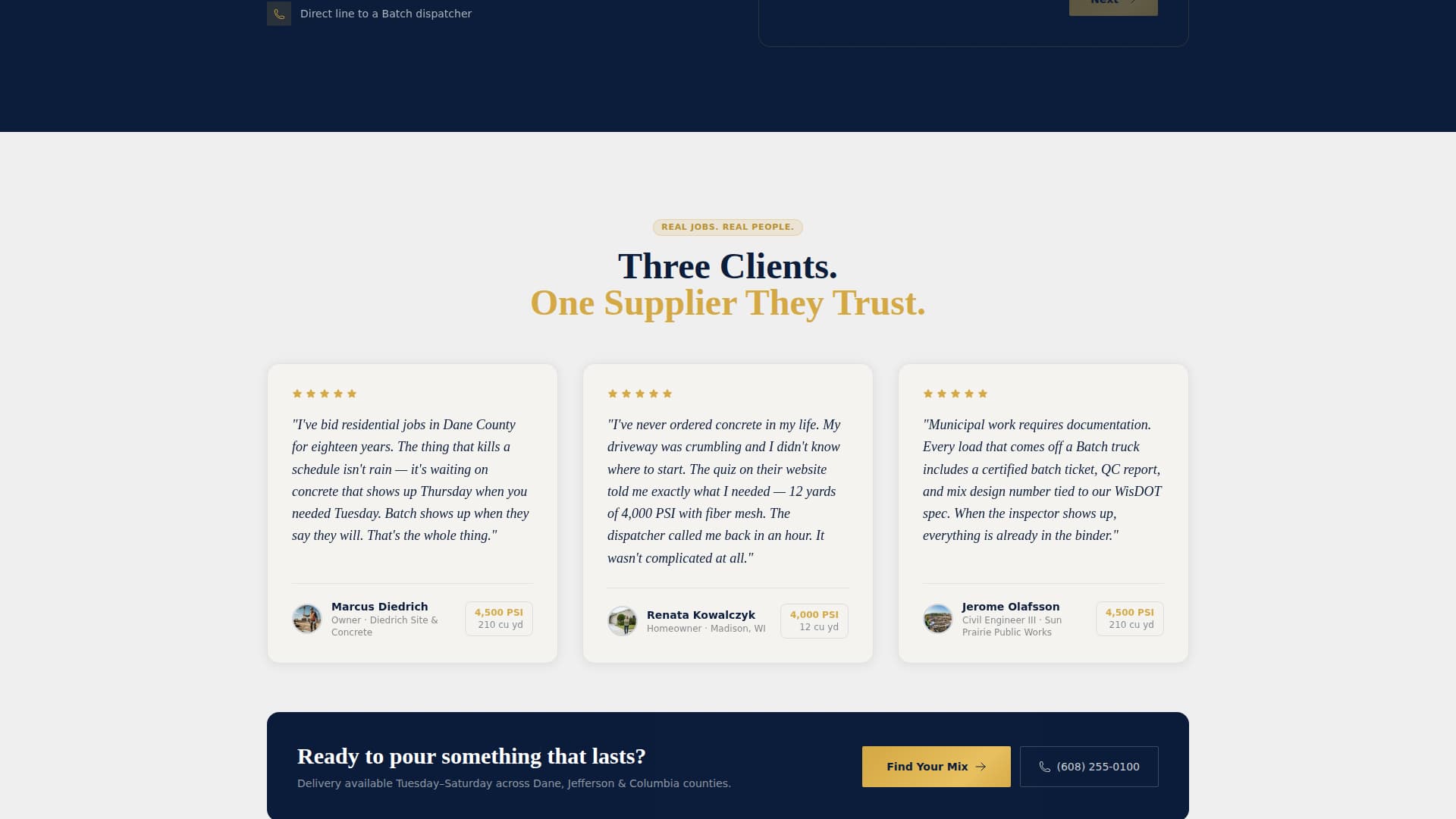 Batch - Trusted Concrete Landing Page Template
