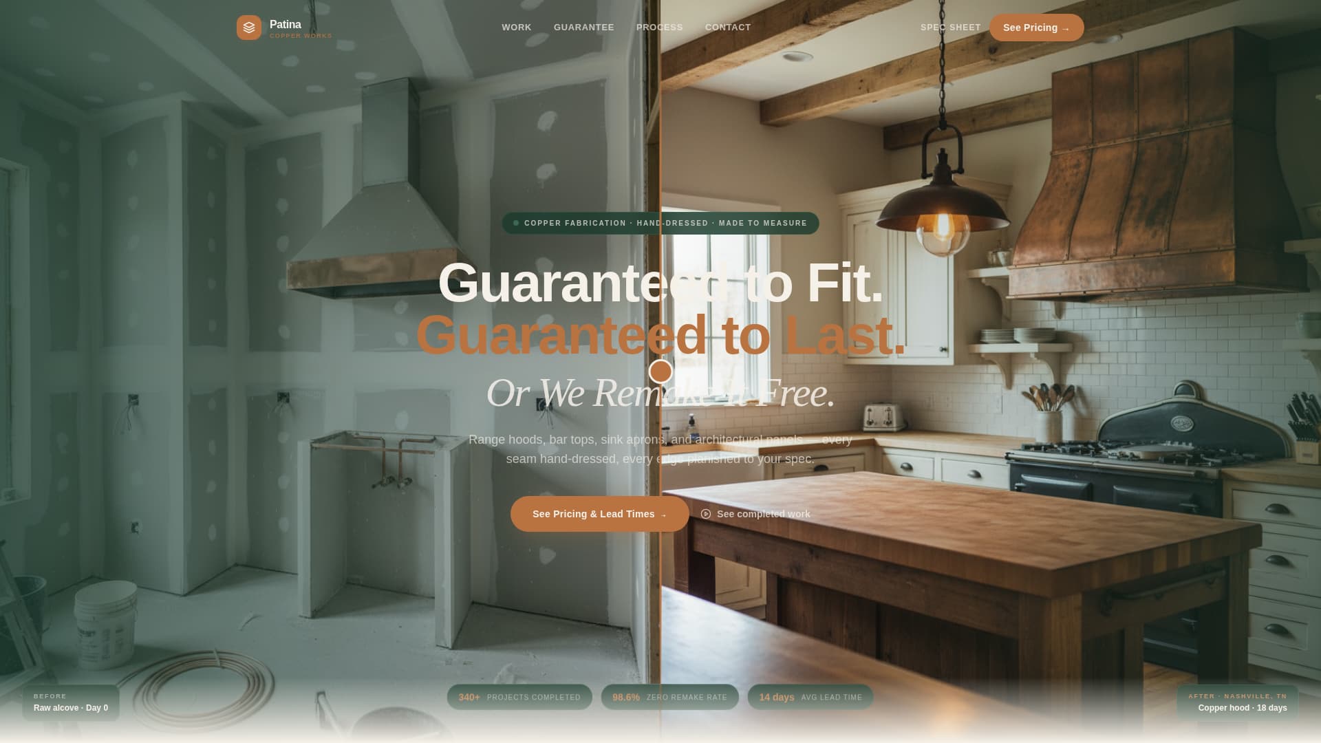 Patina - Guaranteed Copper Landing Page Template