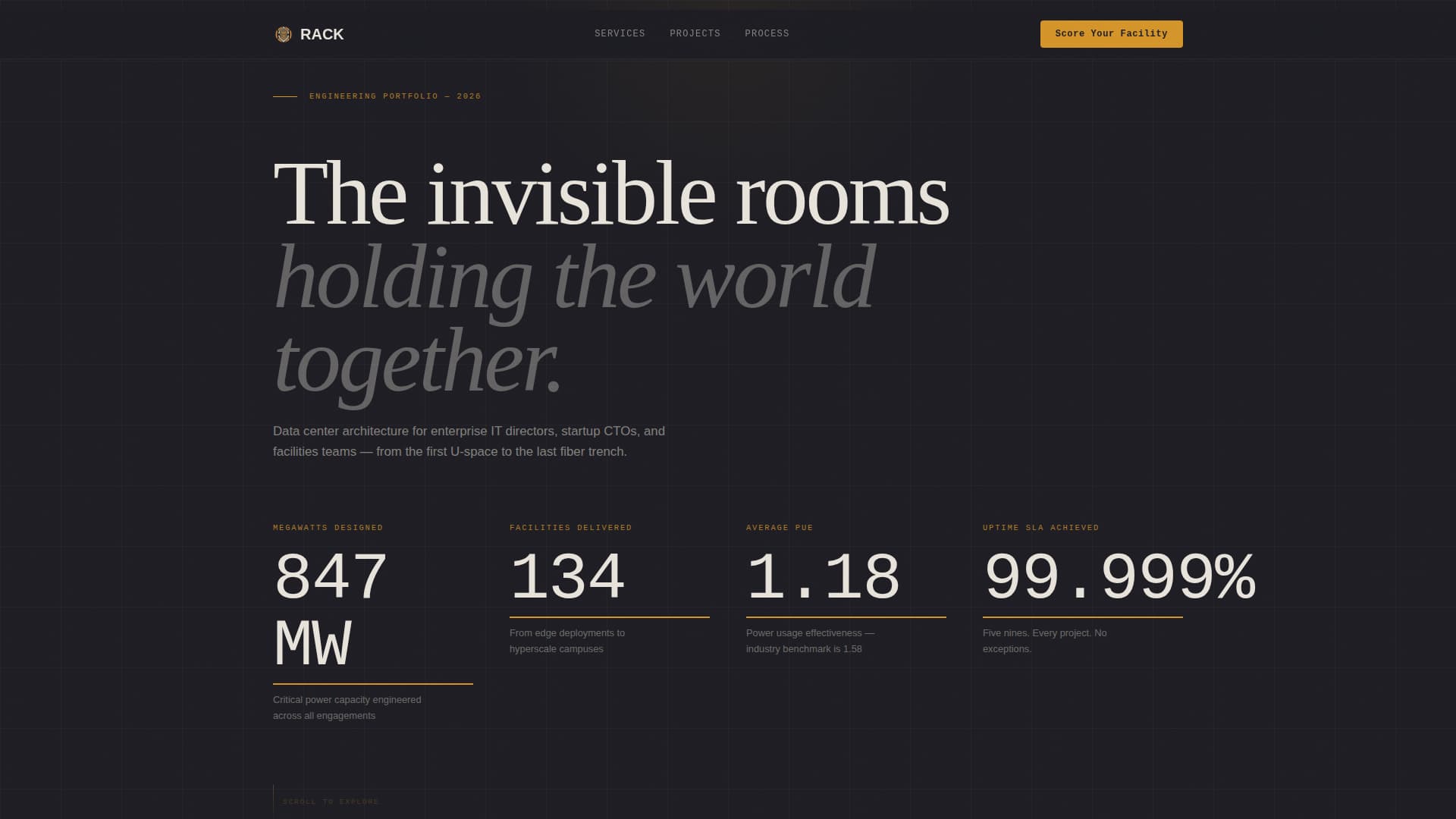 Rack — Expert Infrastructure Hosting Landing Page Template