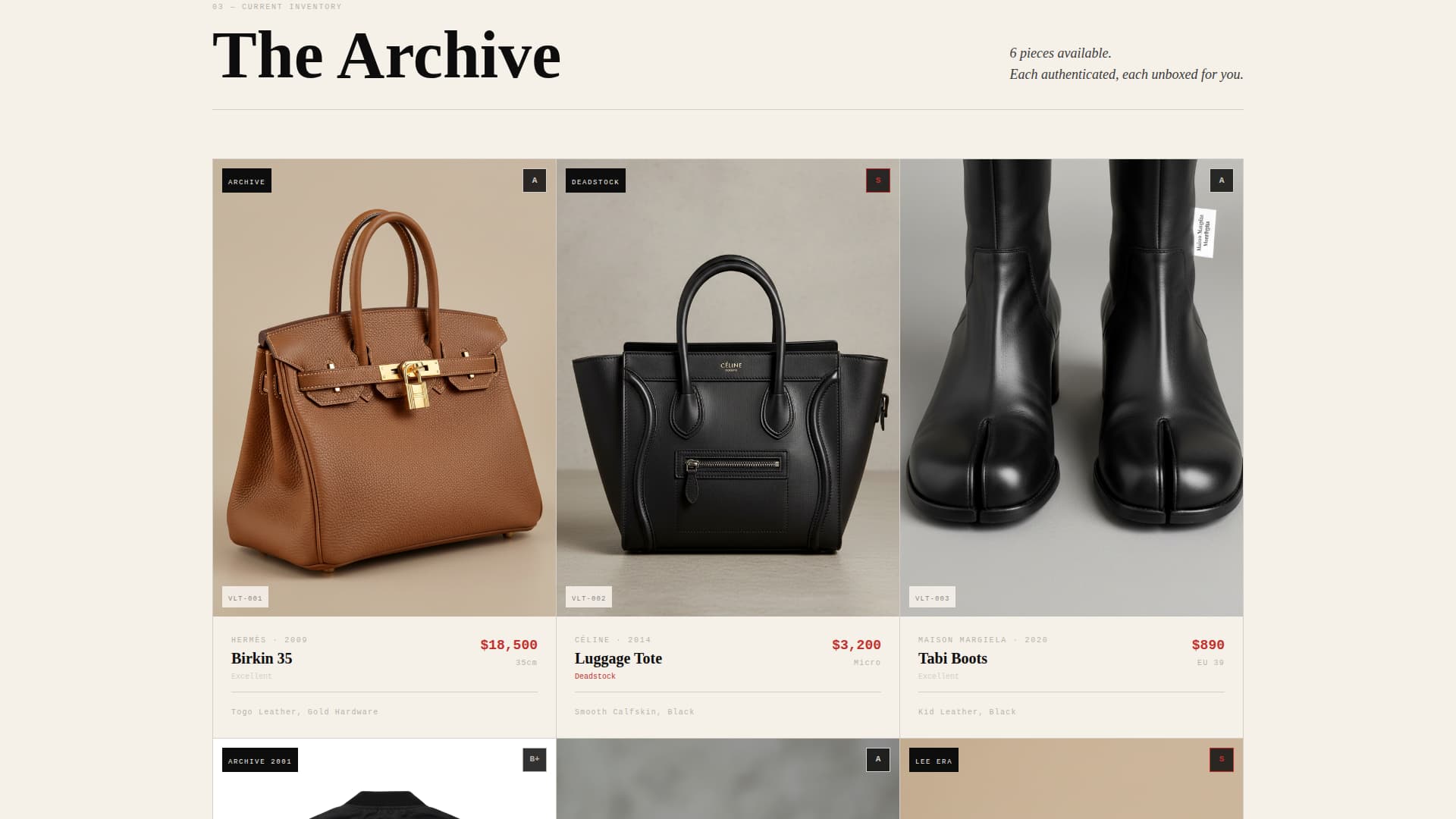 Vault - Brutalist Consignment Landing Page Template