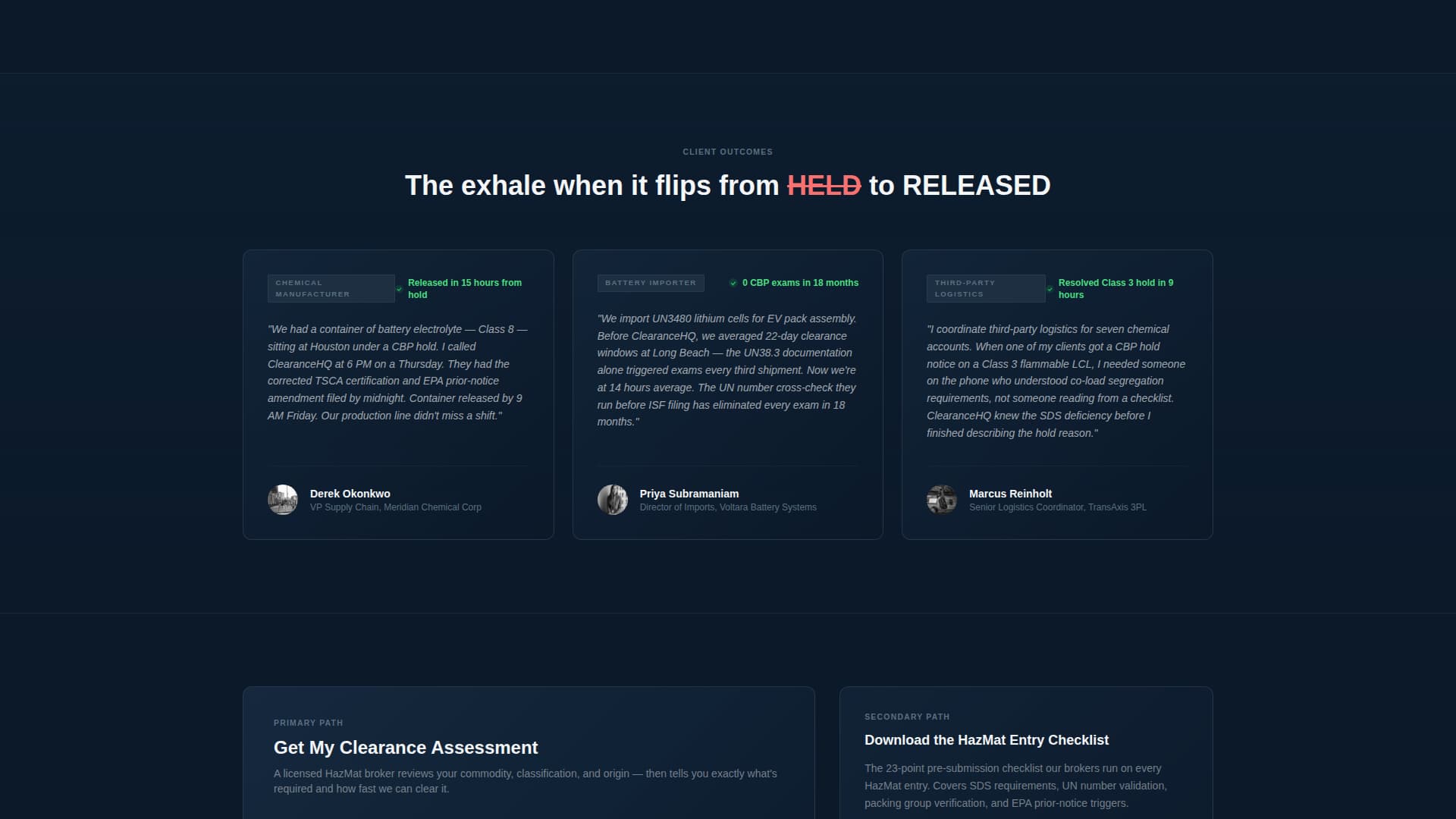 Clearance - Authoritative Hazmat Landing Page Template