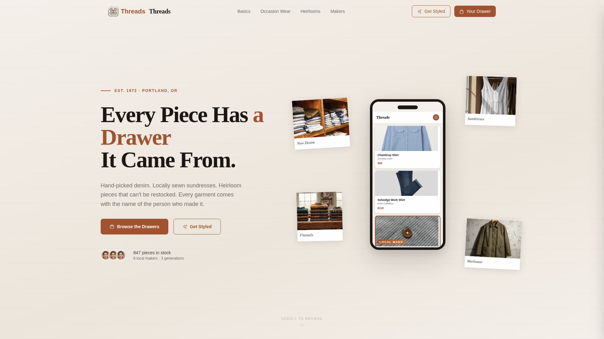 Threads - Curated Clothing Landing Page Template