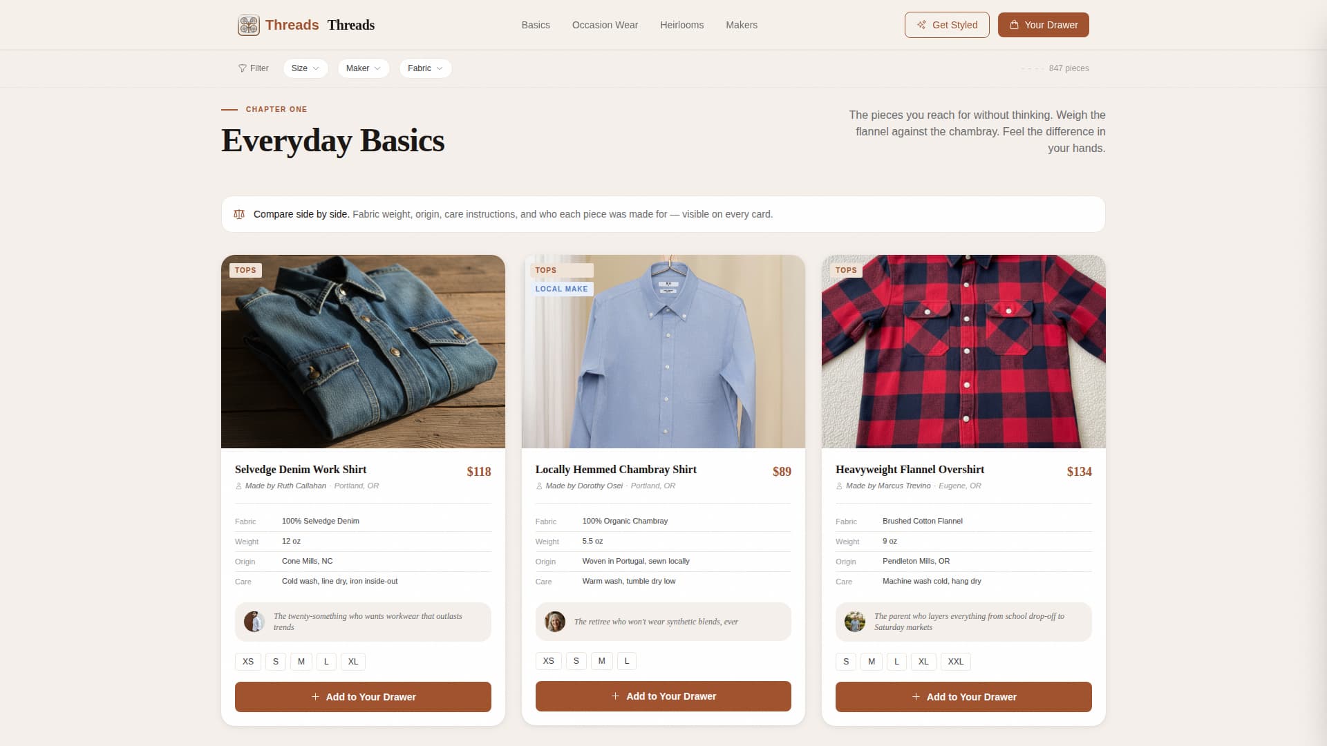 Threads - Curated Clothing Landing Page Template