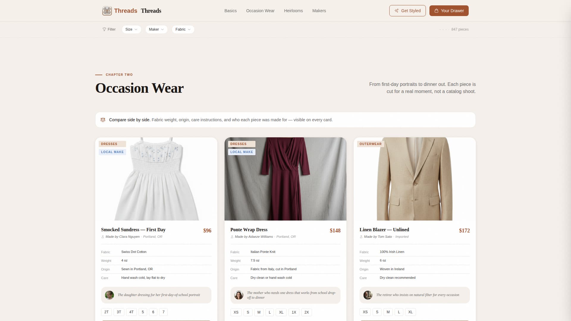 Threads - Curated Clothing Landing Page Template