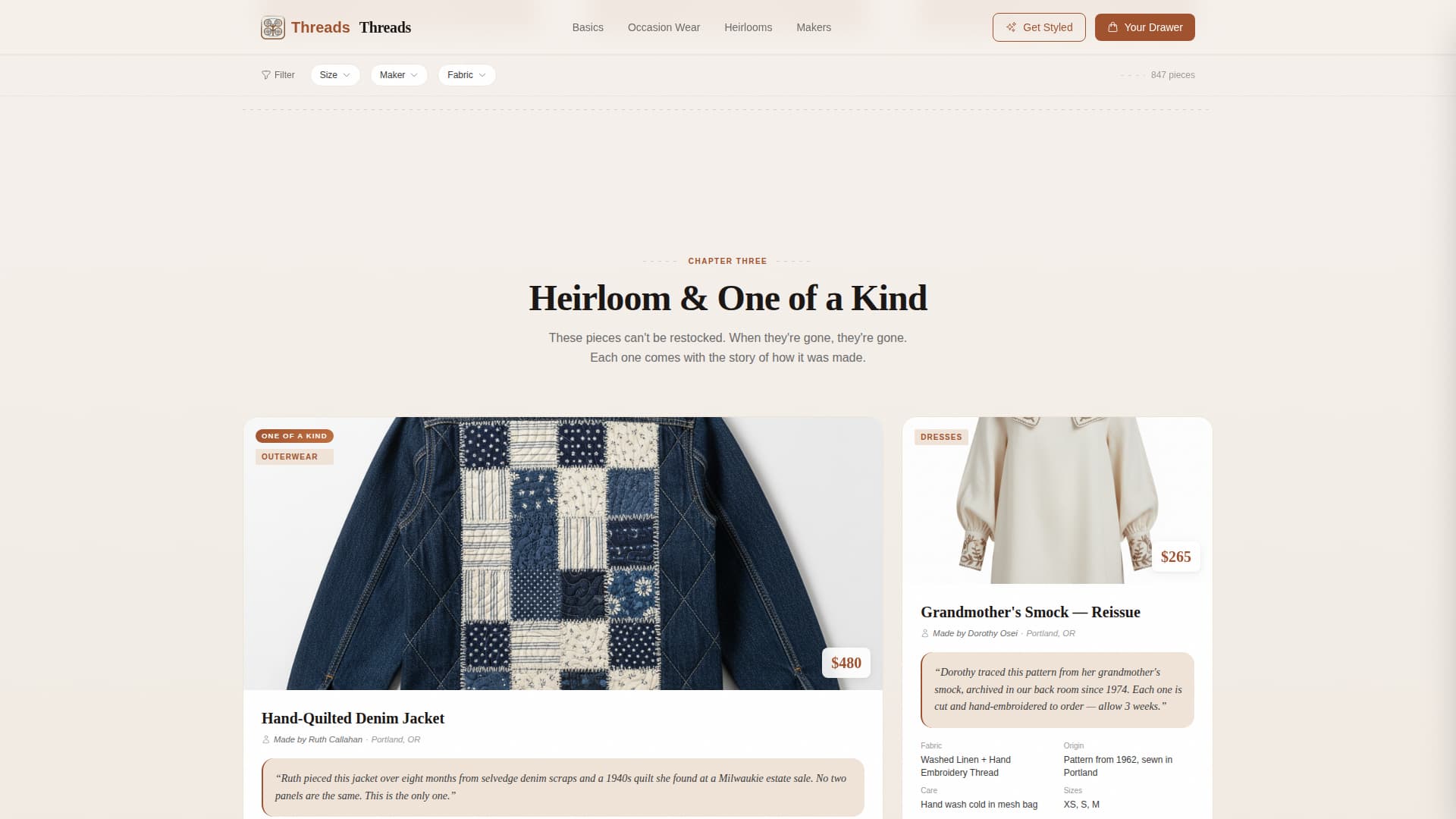 Threads - Curated Clothing Landing Page Template