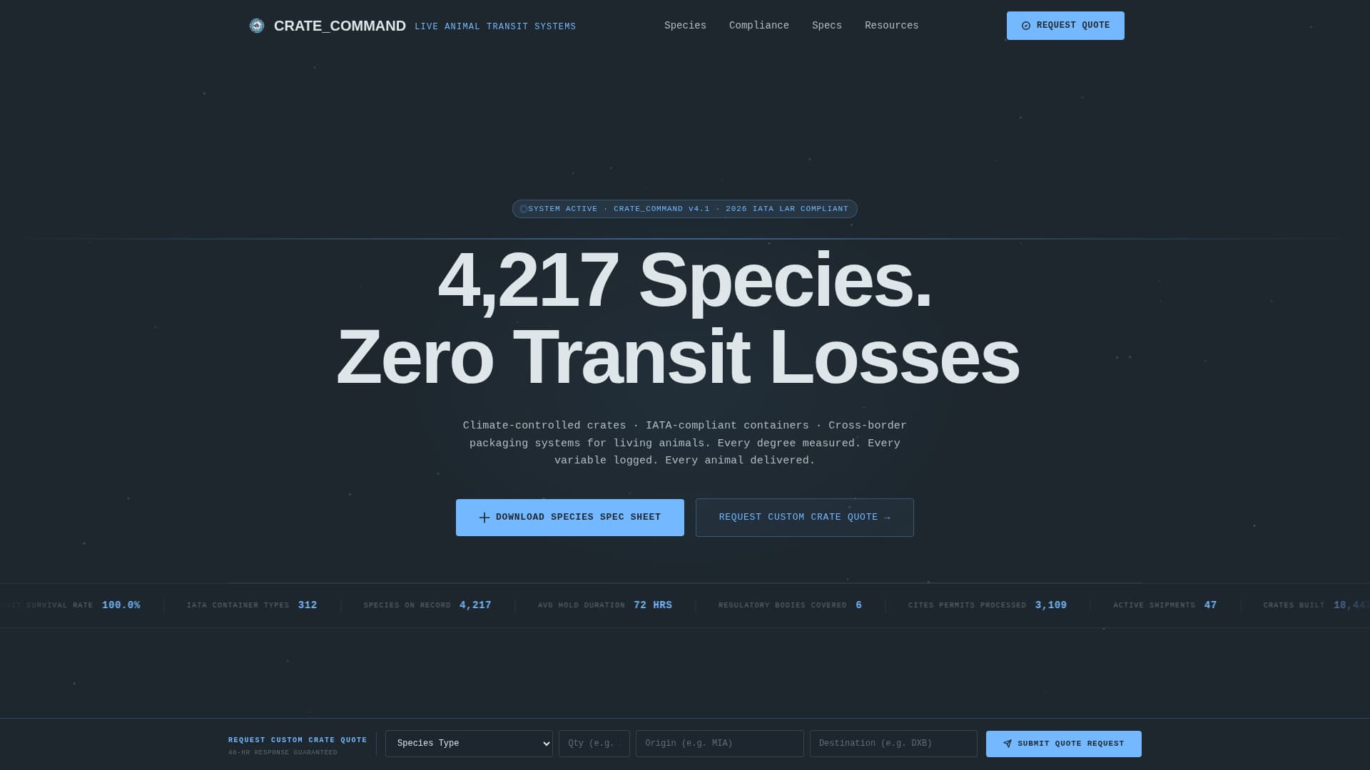 Crate - Precision Animallogistics Landing Page Template