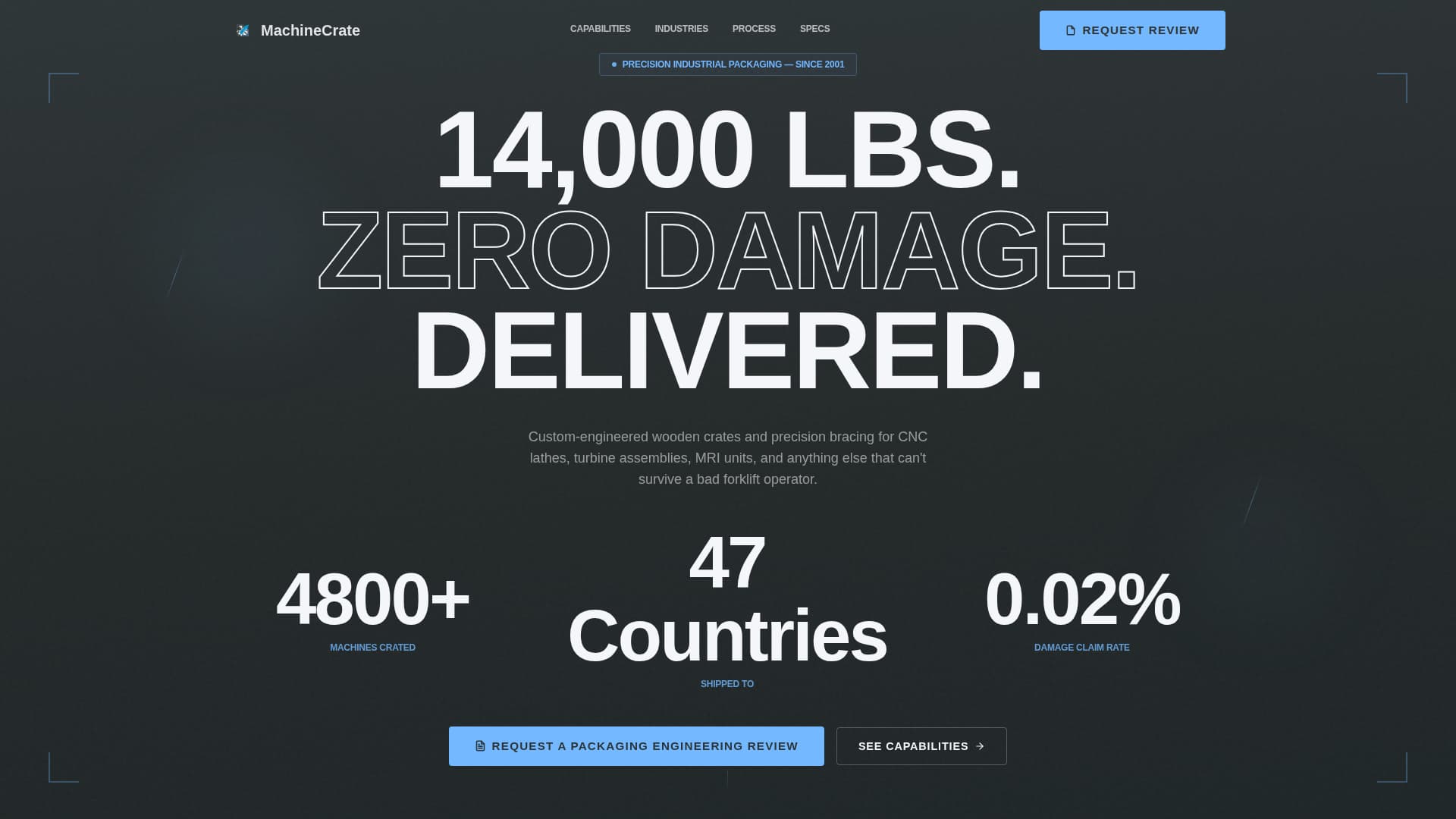 Machinecrate - Precision Heavyequipment Landing Page Template