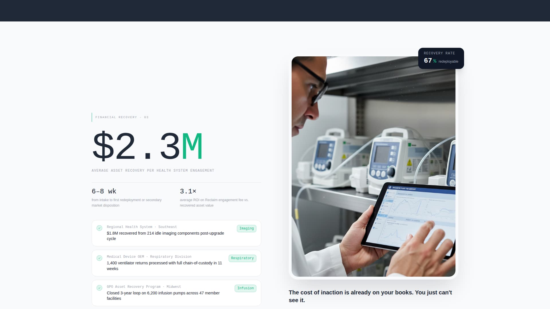 Reclaim - Precision Medicallogistics Landing Page Template
