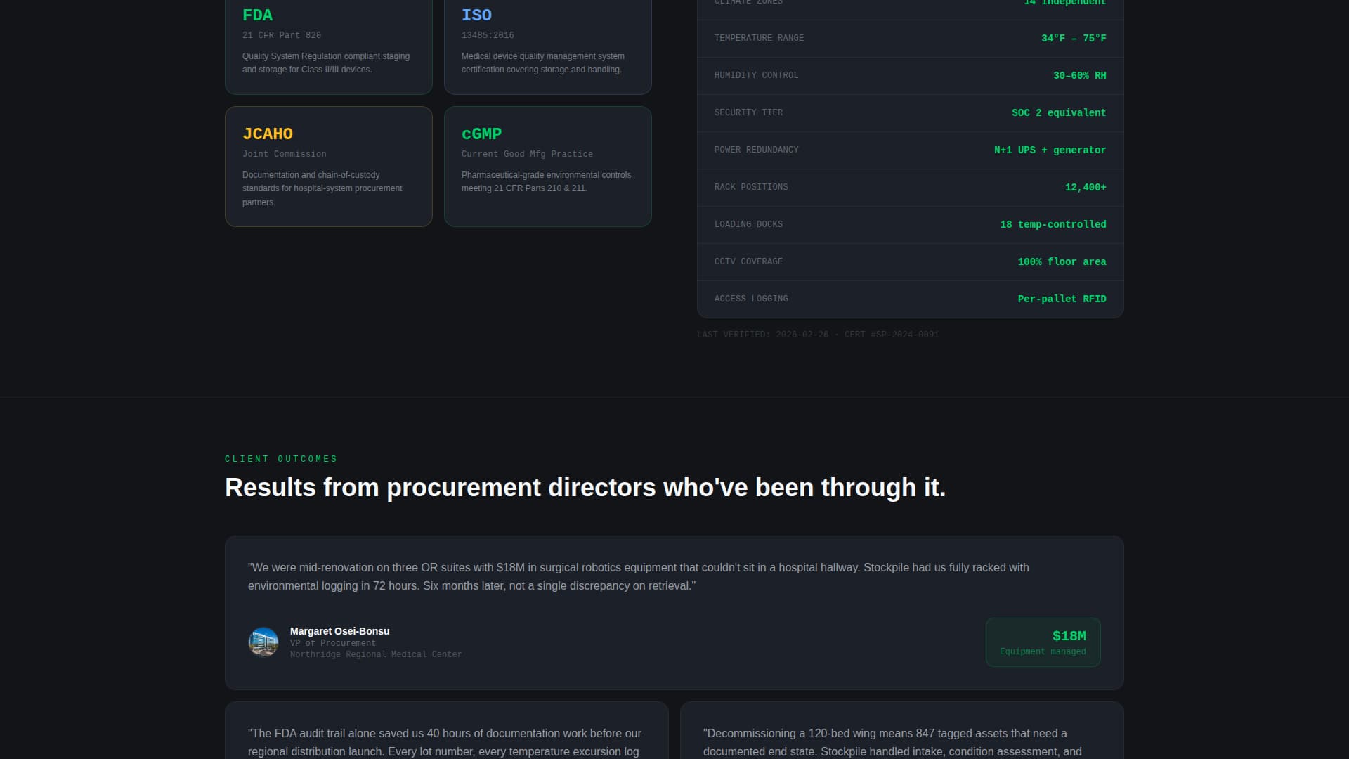 Stockpile - Precision Medicalequipment Landing Page Template