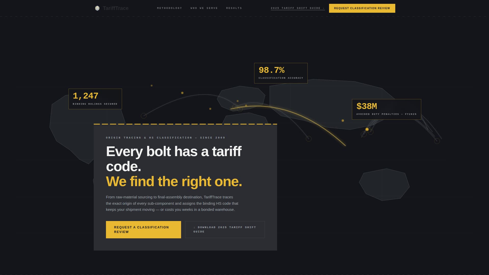 Tarifftrace - Precision Classification Landing Page Template