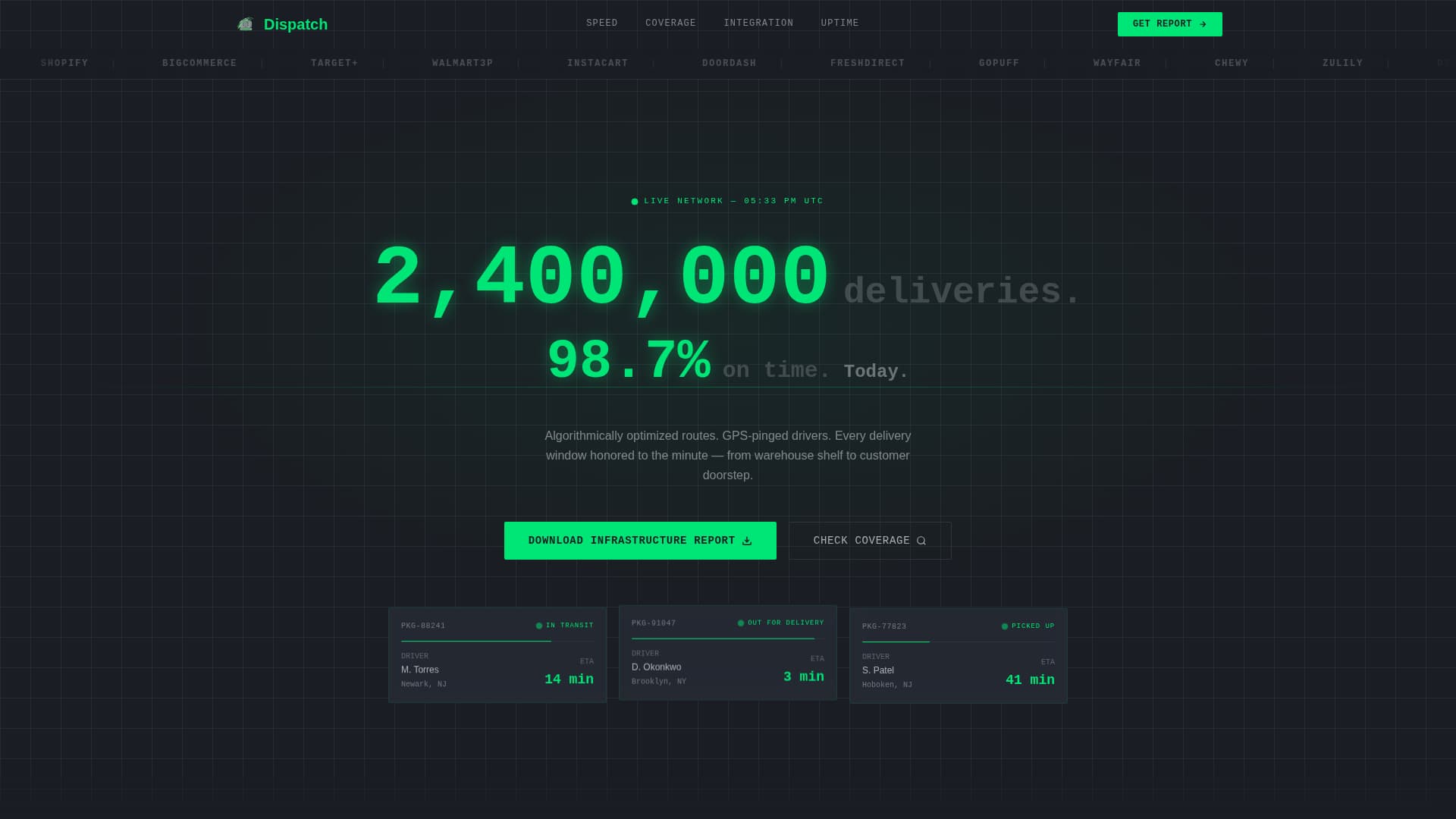 Dispatch - Highperformance Lastmile Landing Page Template