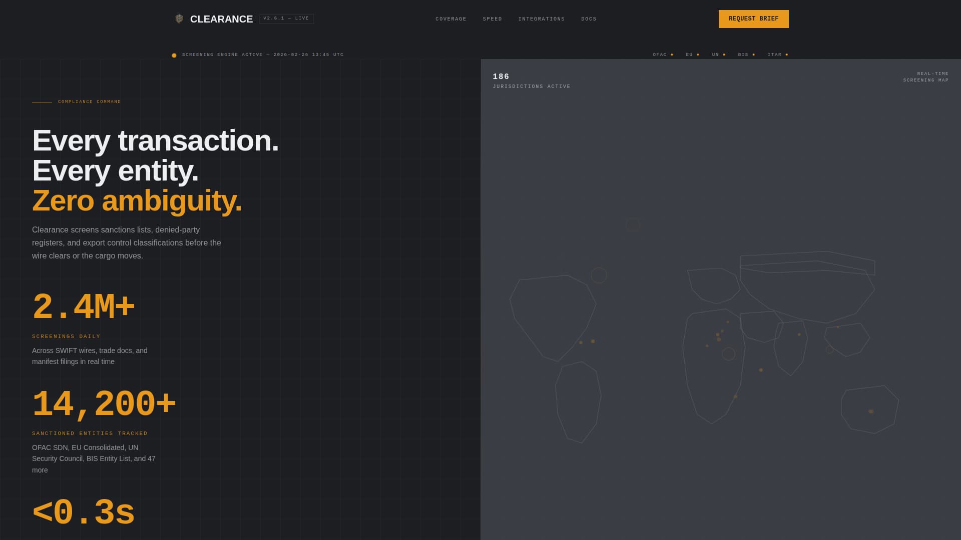 Clearance - Precision Compliance Landing Page Template