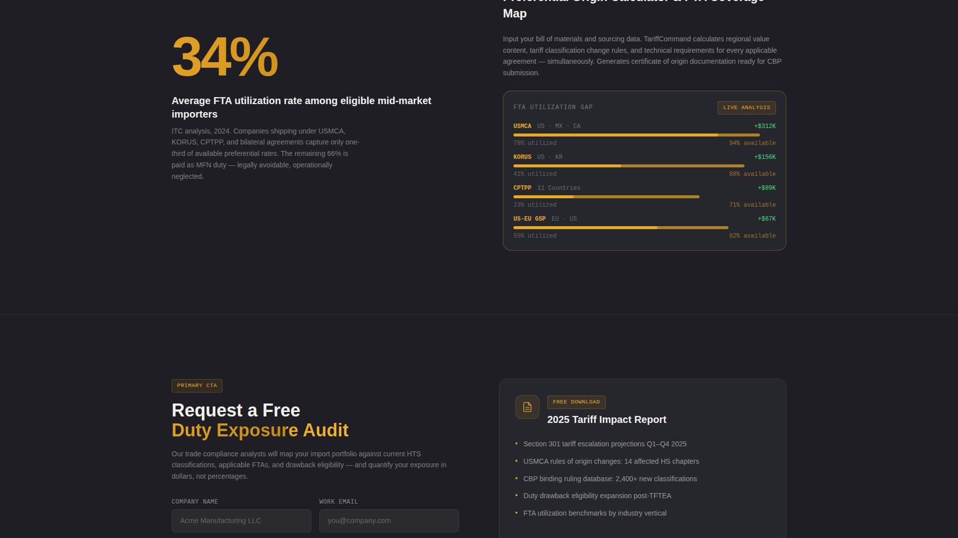 Tariffcommand - Powerful Trade Landing Page Template