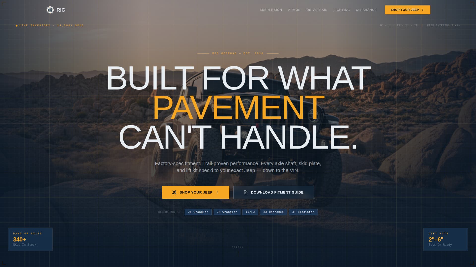 Rig - Immersive Jeepparts Landing Page Template