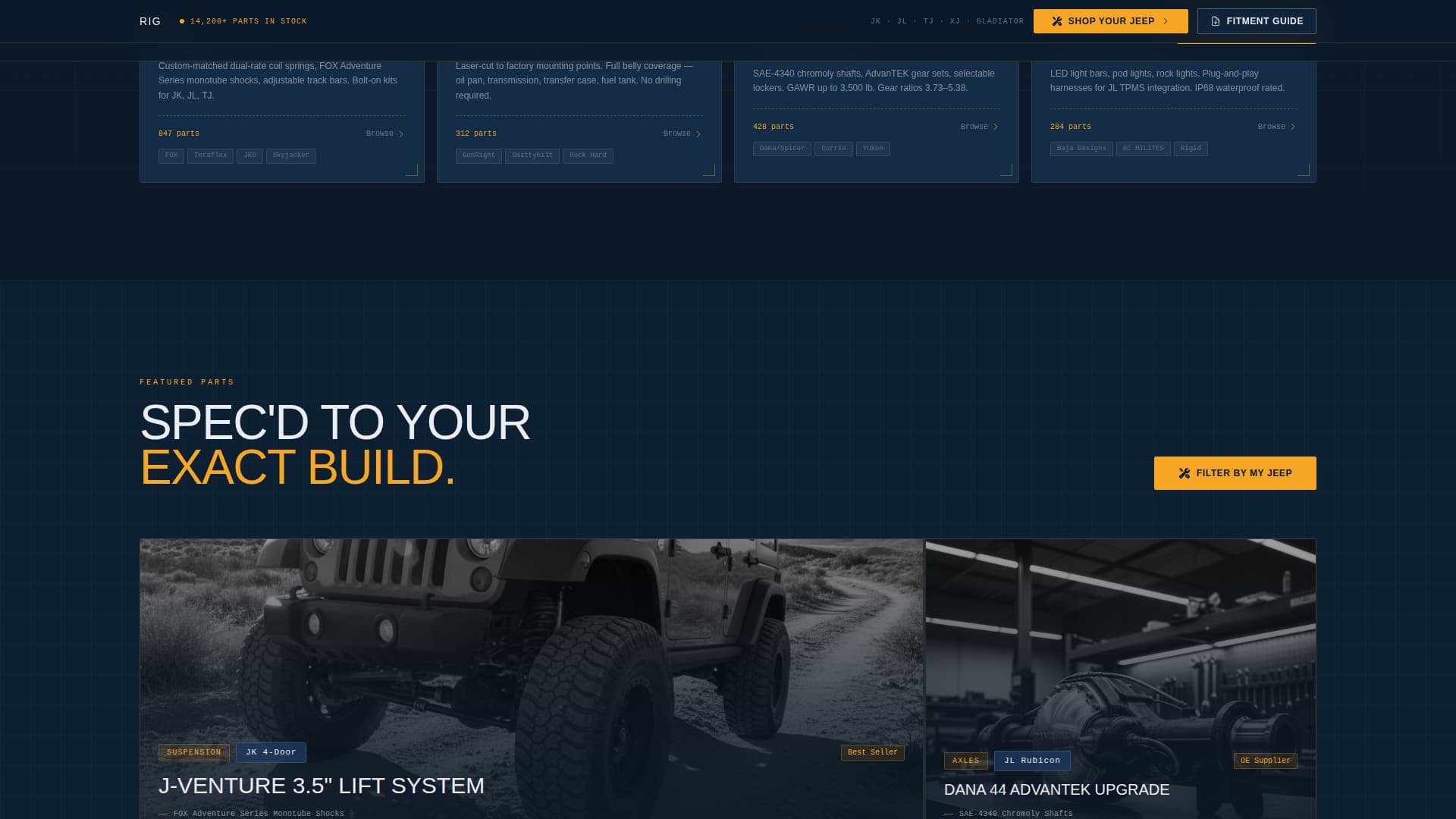 Rig - Immersive Jeepparts Landing Page Template