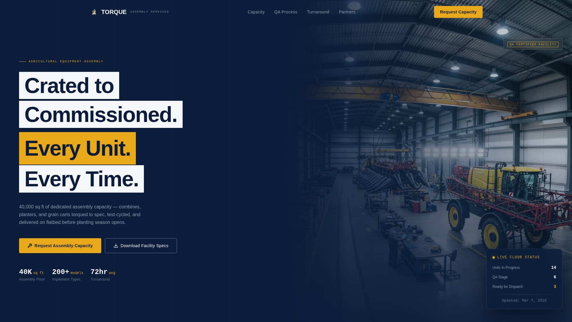 Torque - Precision Agricultural Landing Page Template