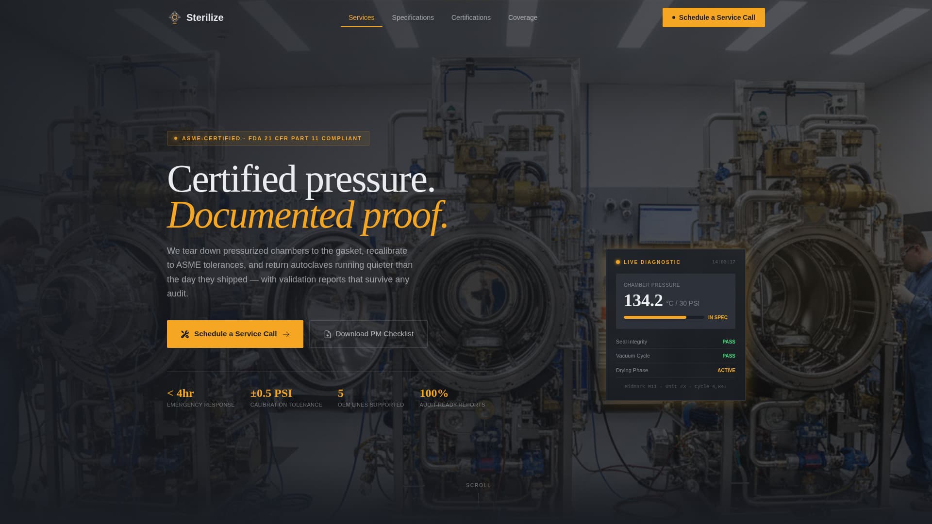 Sterilize - Precision Autoclave Landing Page Template