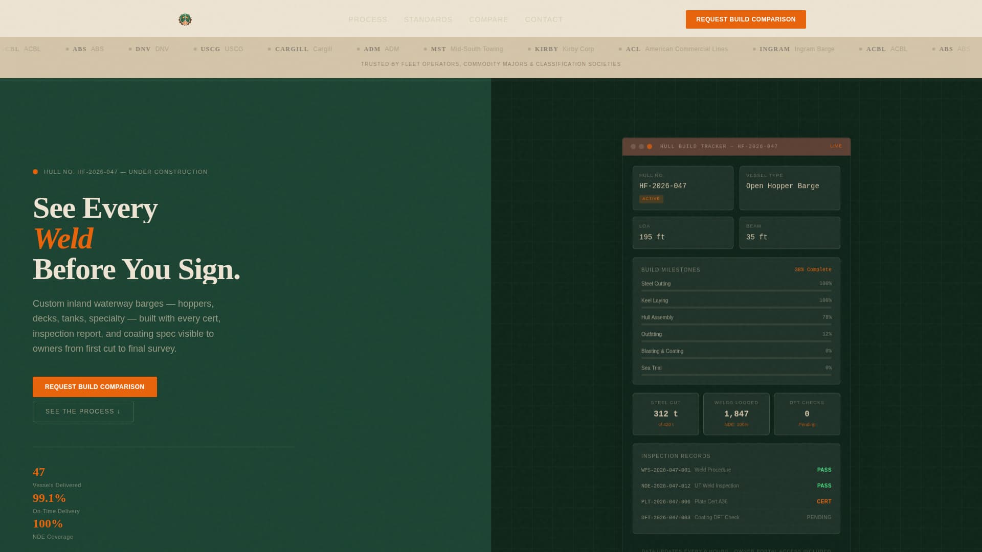 Hull - Transparent Bargebuilder Landing Page Template