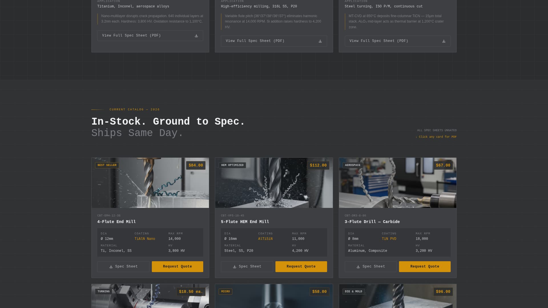 Carbide - Precision CNC Tooling Landing Page Template