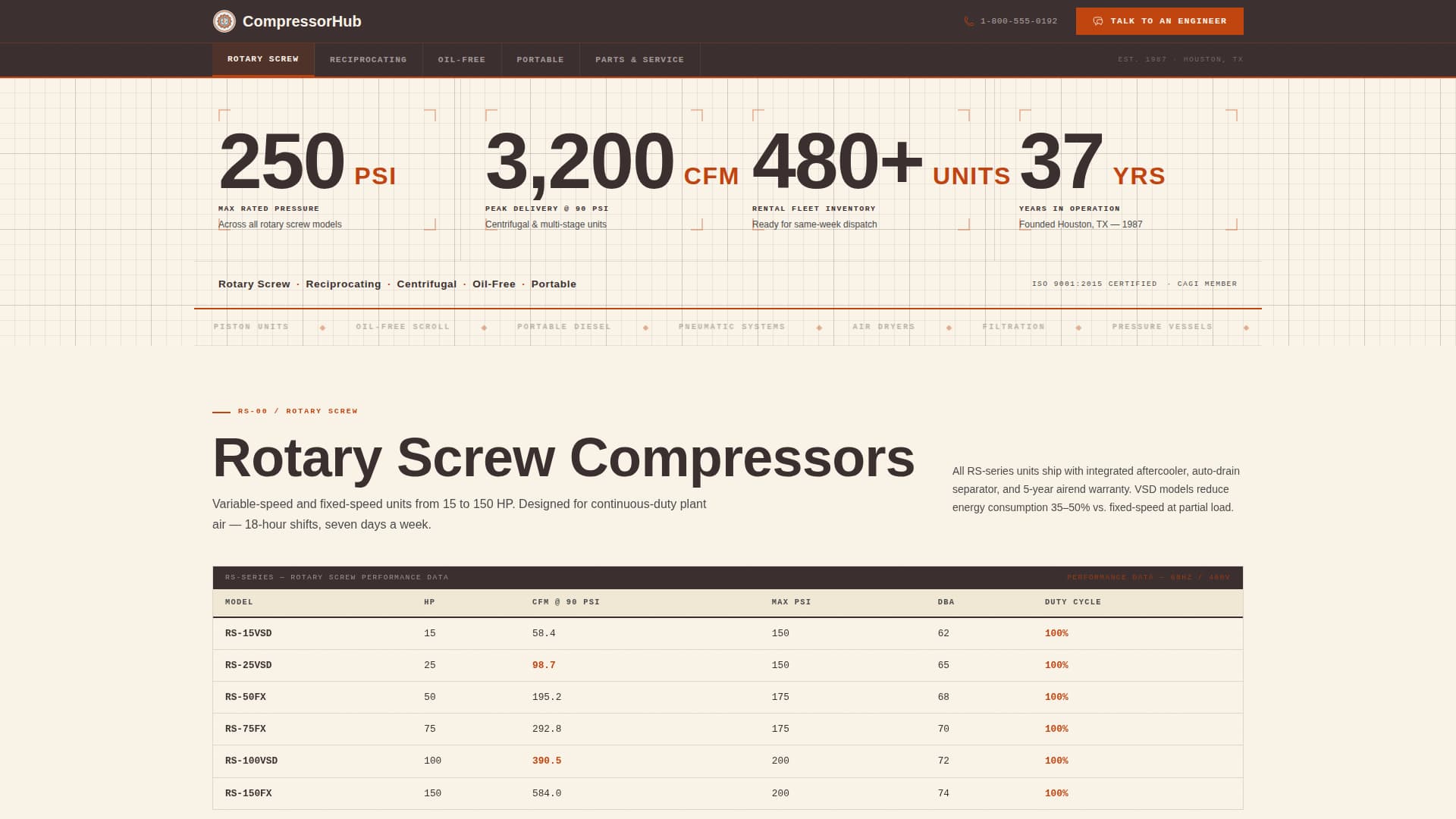 Bore - Industrial Compressor Landing Page Template