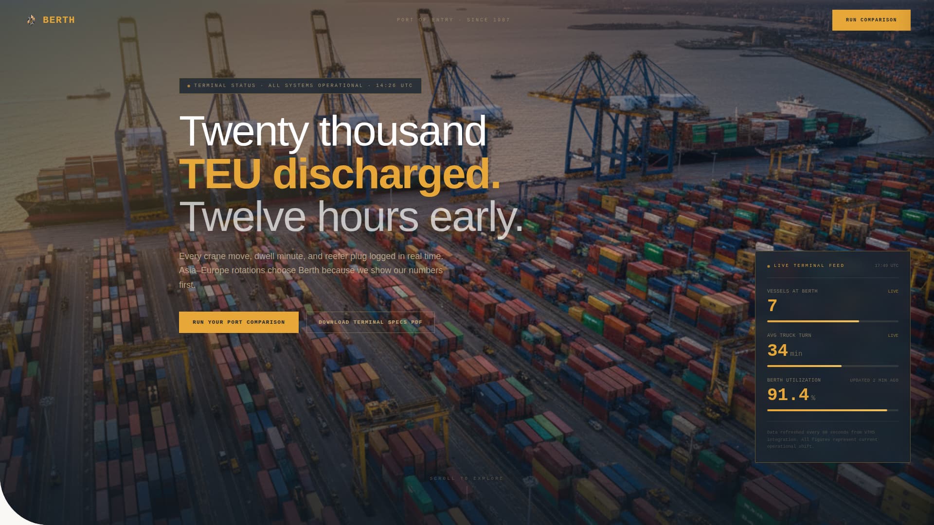 Berth - Precision Terminal Landing Page Template