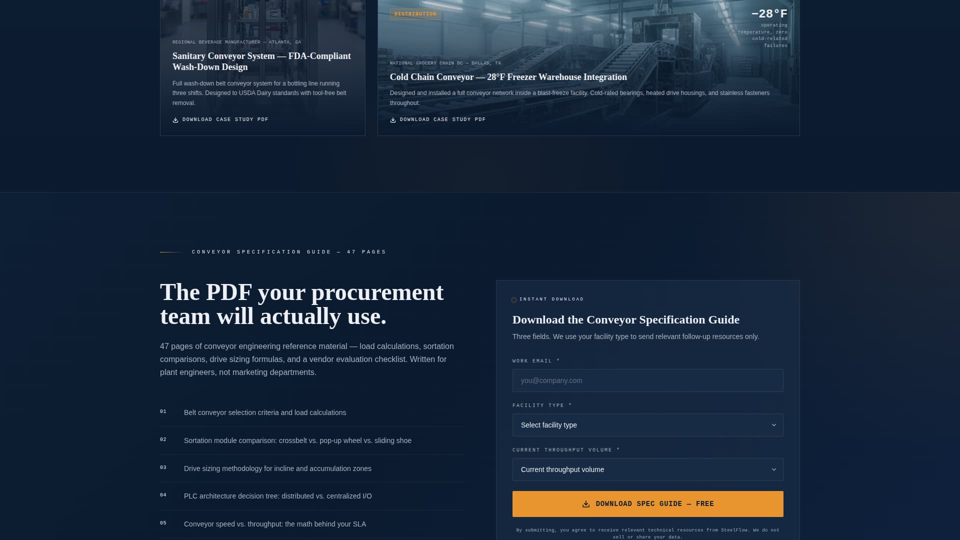 Steelflow - Precision Conveyor Landing Page Template