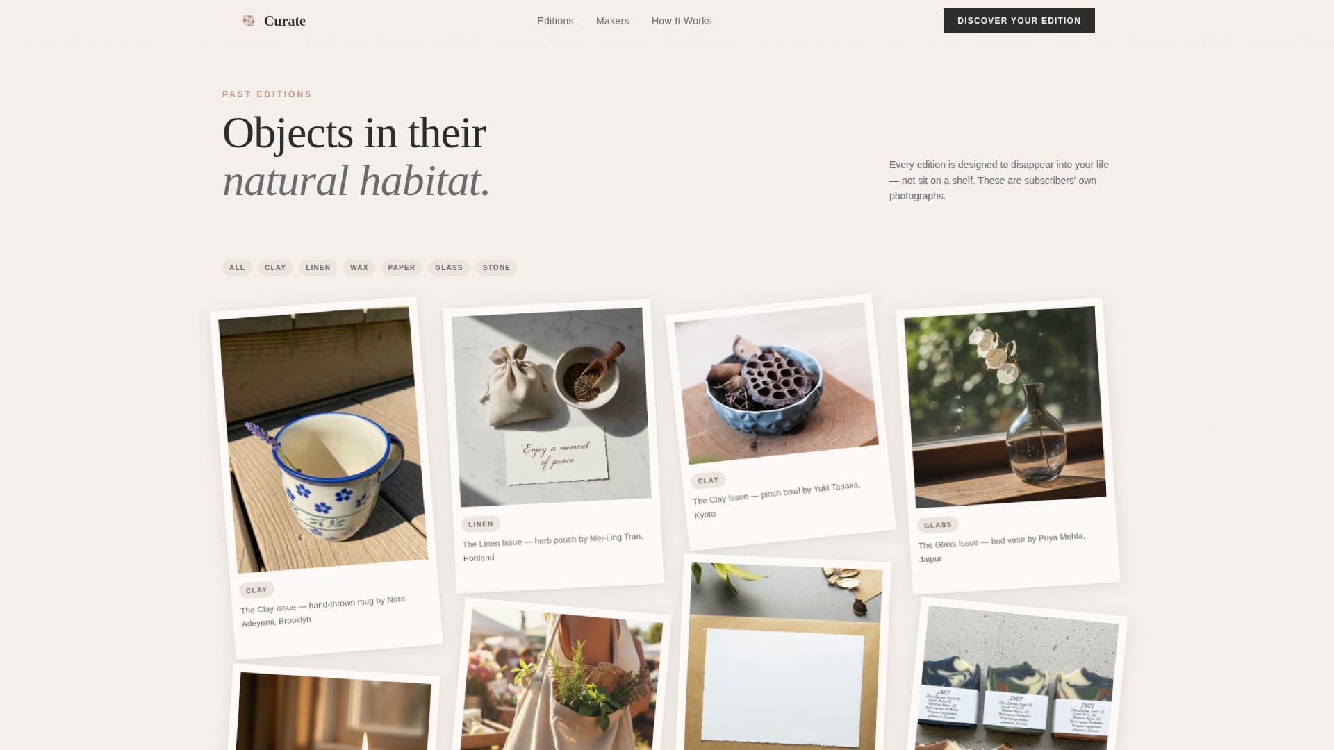 Curate - Artisan Subscription Landing Page Template