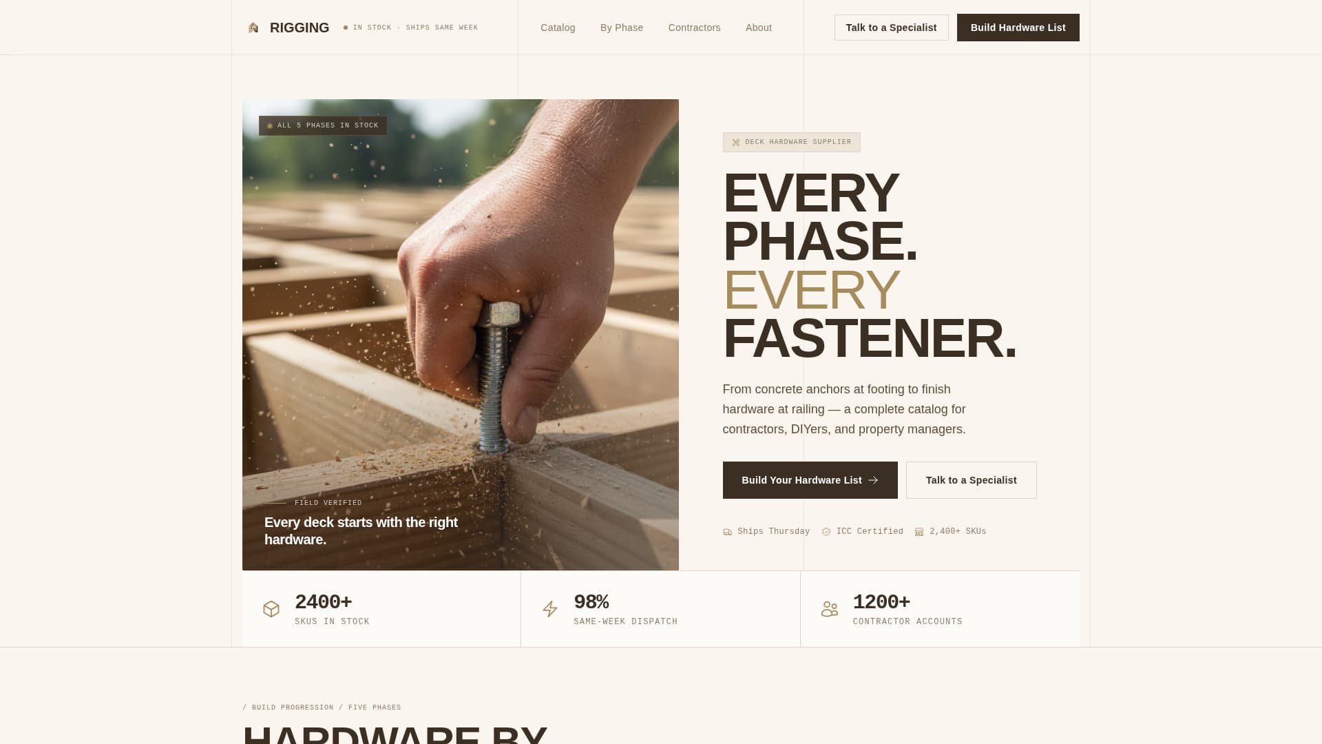 Rigging - Trusted Deckhardware Landing Page Template
