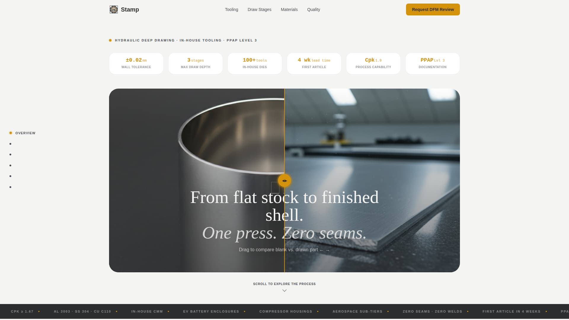 Stamp - Precision Deepdrawing Landing Page Template