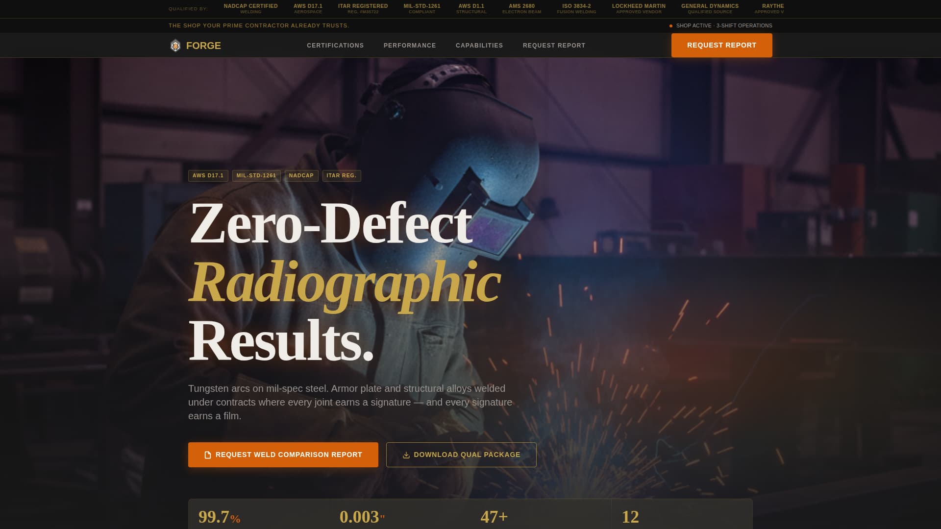 Forge - Certified Defensewelding Landing Page Template