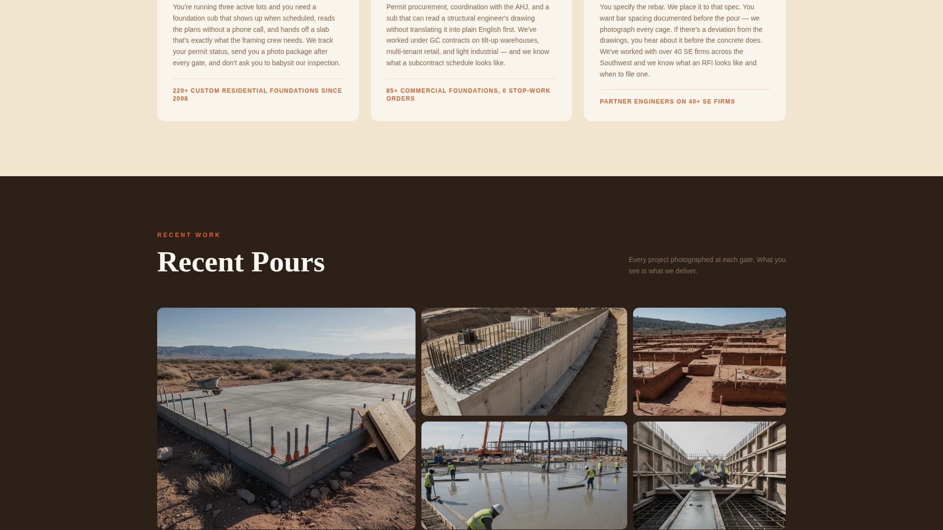Footing - Precision Foundation Landing Page Template