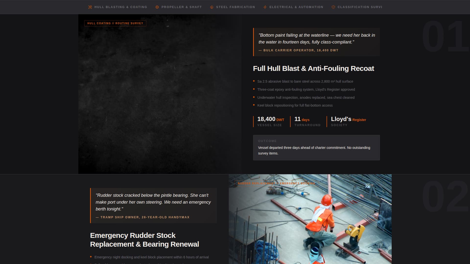Drydock - Industrial Shiprepair Landing Page Template