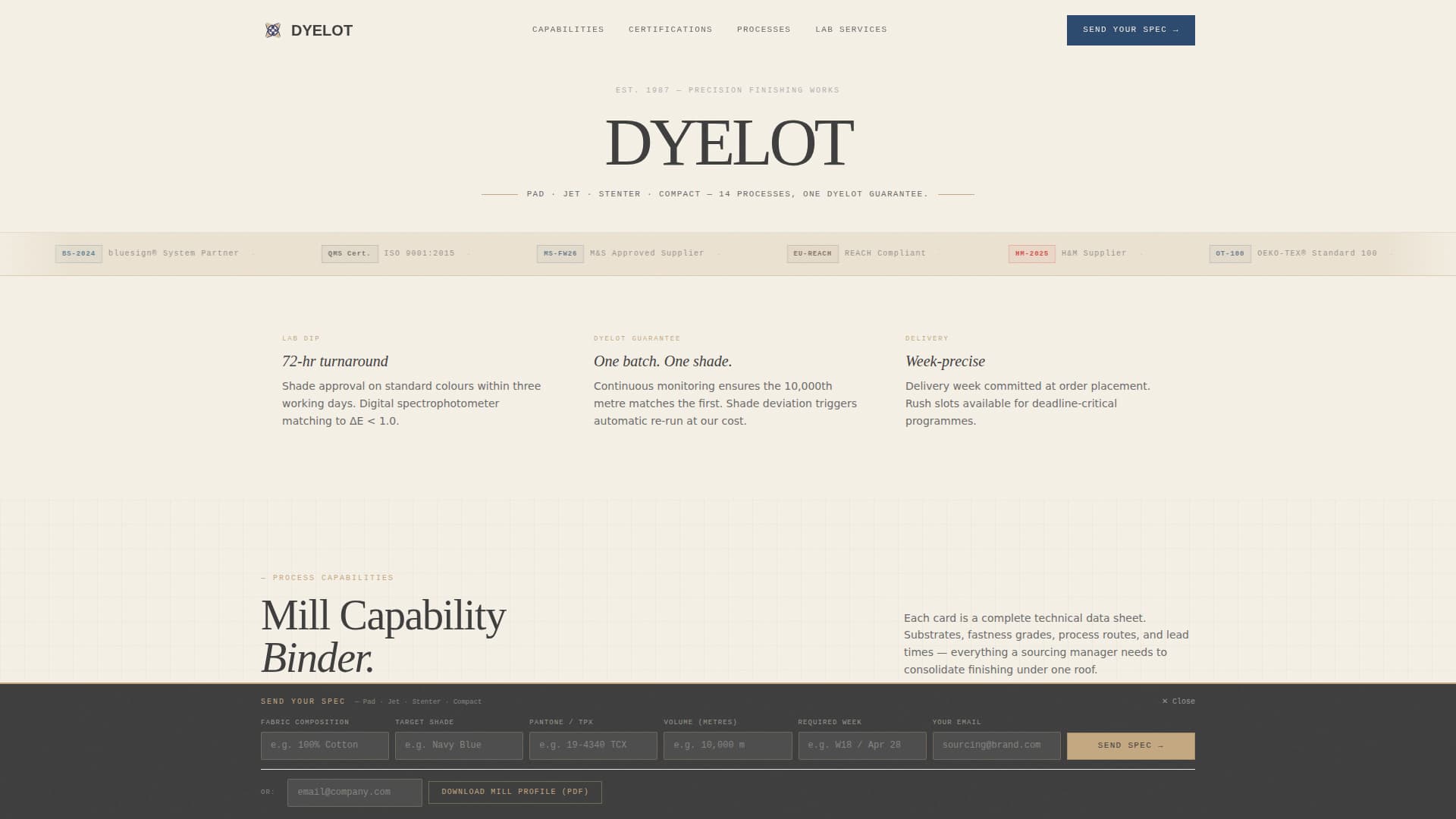 Dyelot - Precision Finishing Landing Page Template