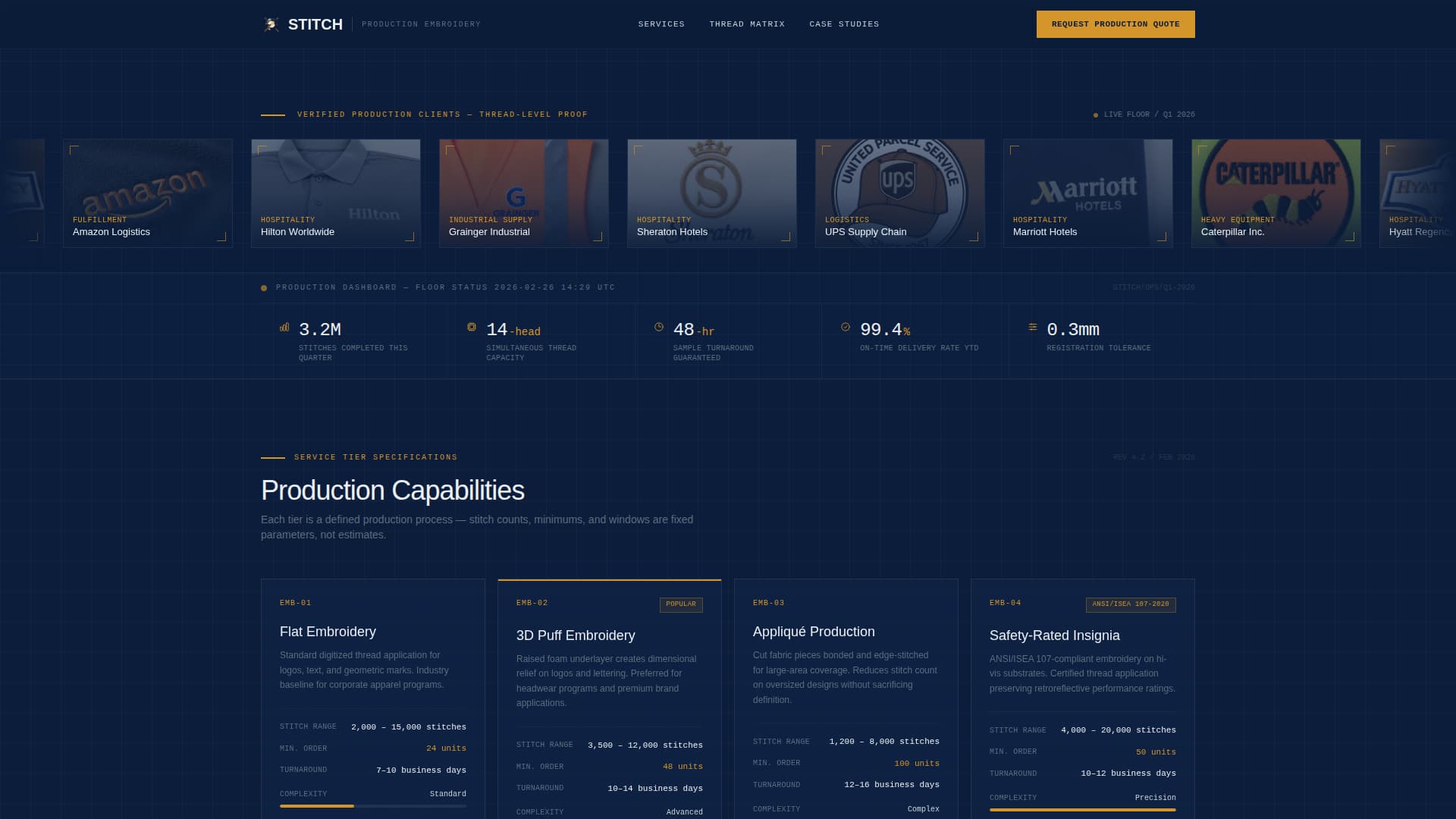 Stitch - Precision Embroidery Landing Page Template