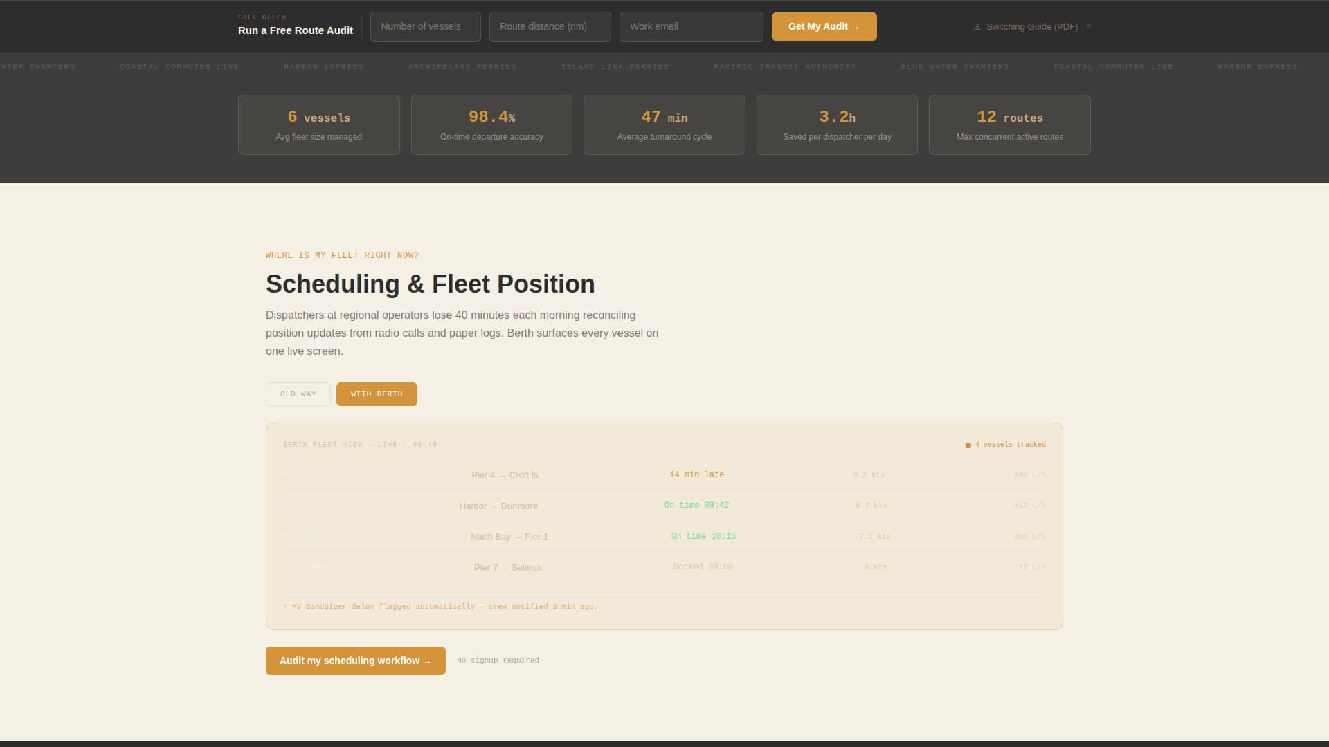 Berth - Powerful Ferryoperations Landing Page Template