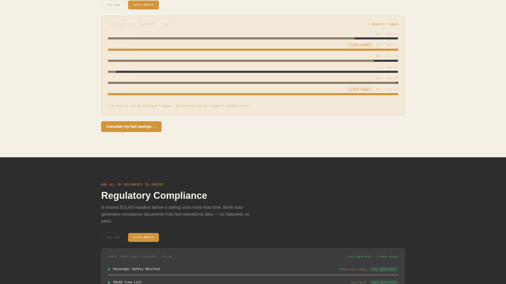 Berth - Powerful Ferryoperations Landing Page Template