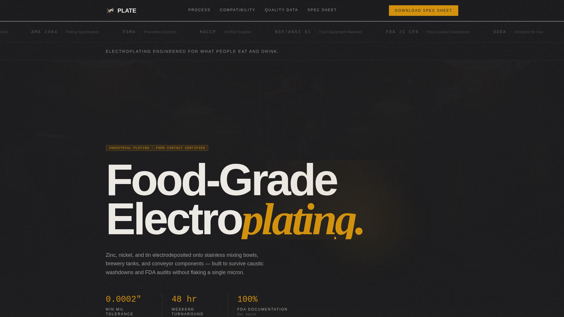 Plate - Compliant Beverageplating Landing Page Template
