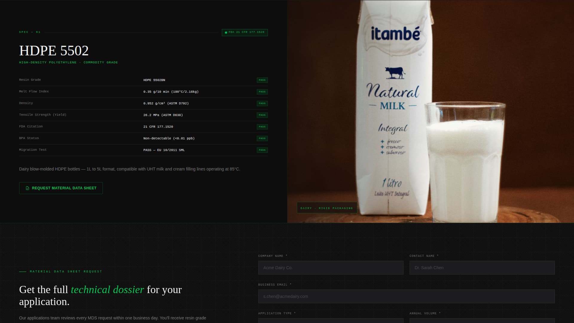 Extrude - Certified Foodgrade Landing Page Template