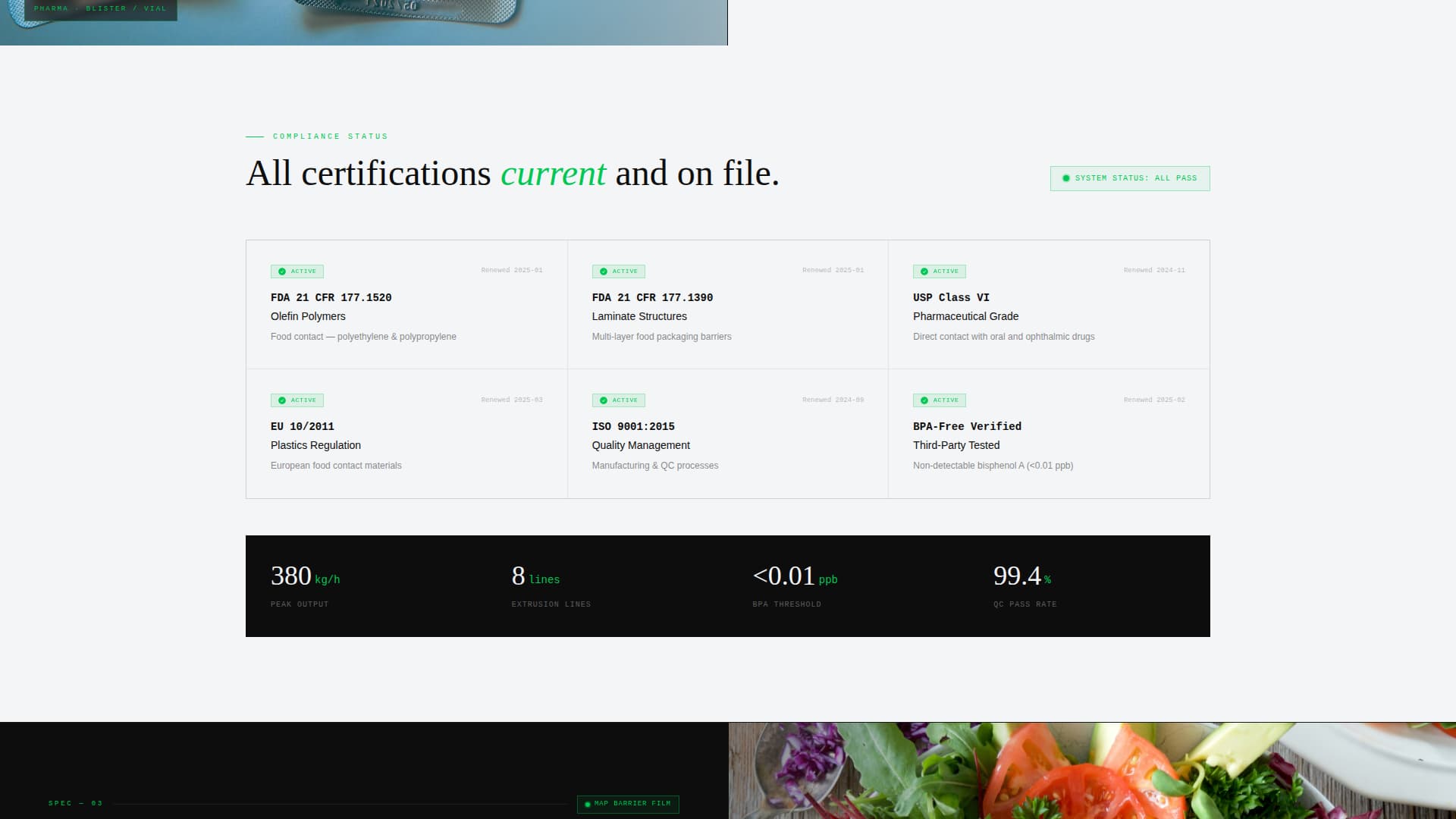 Extrude - Certified Foodgrade Landing Page Template