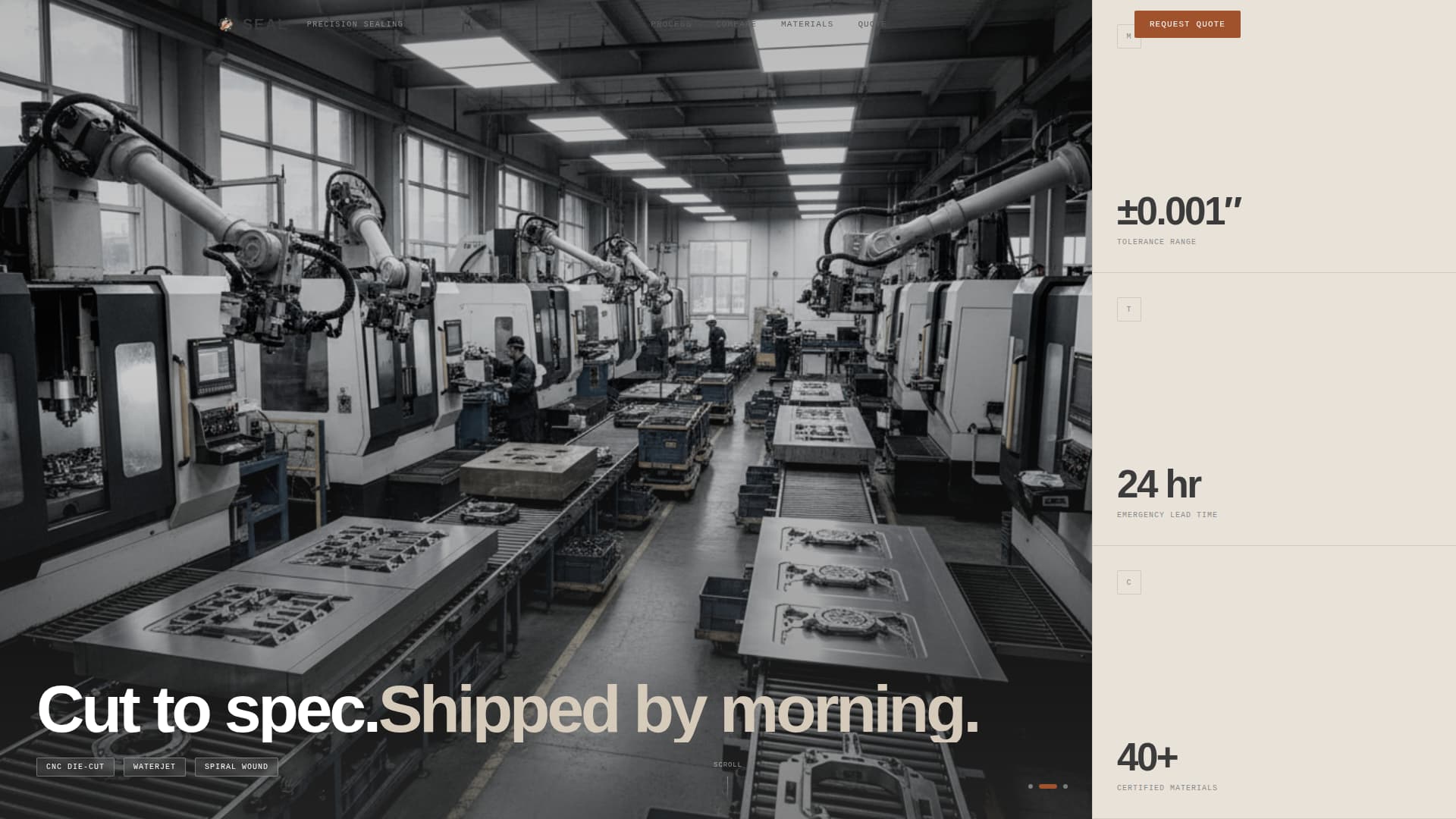 Seal - Precision Gasket Landing Page Template