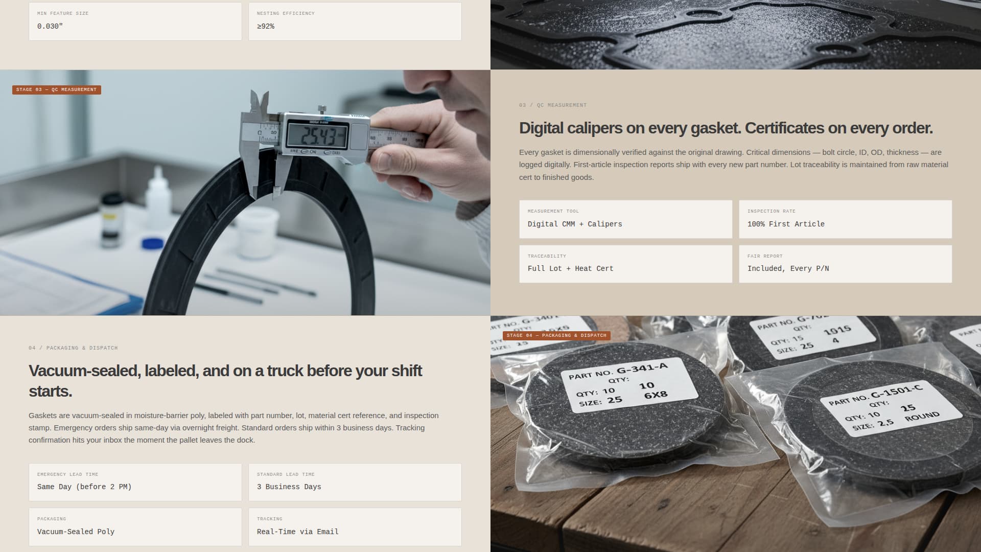 Seal - Precision Gasket Landing Page Template