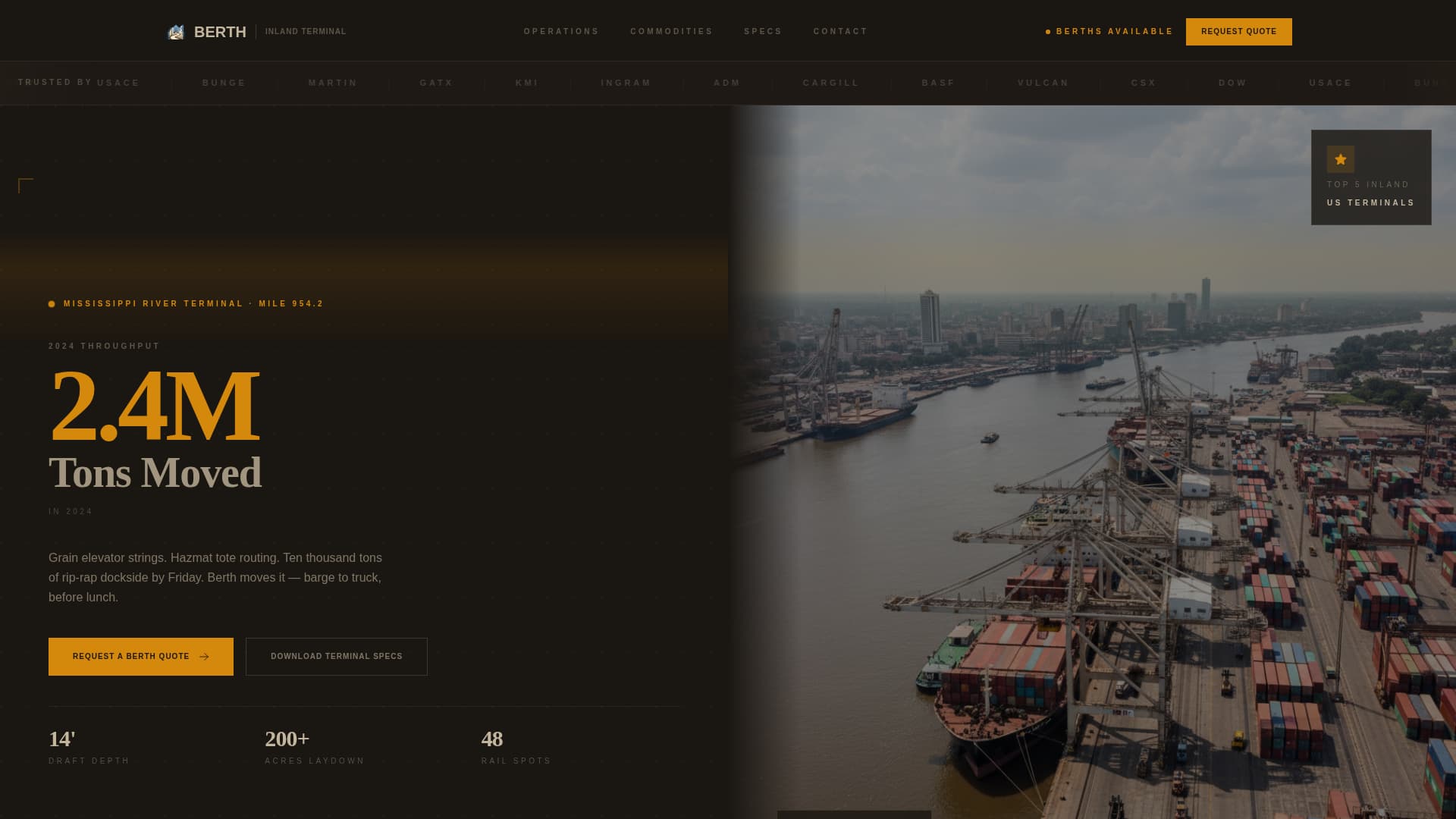 Berth - Highimpact Port Landing Page Template